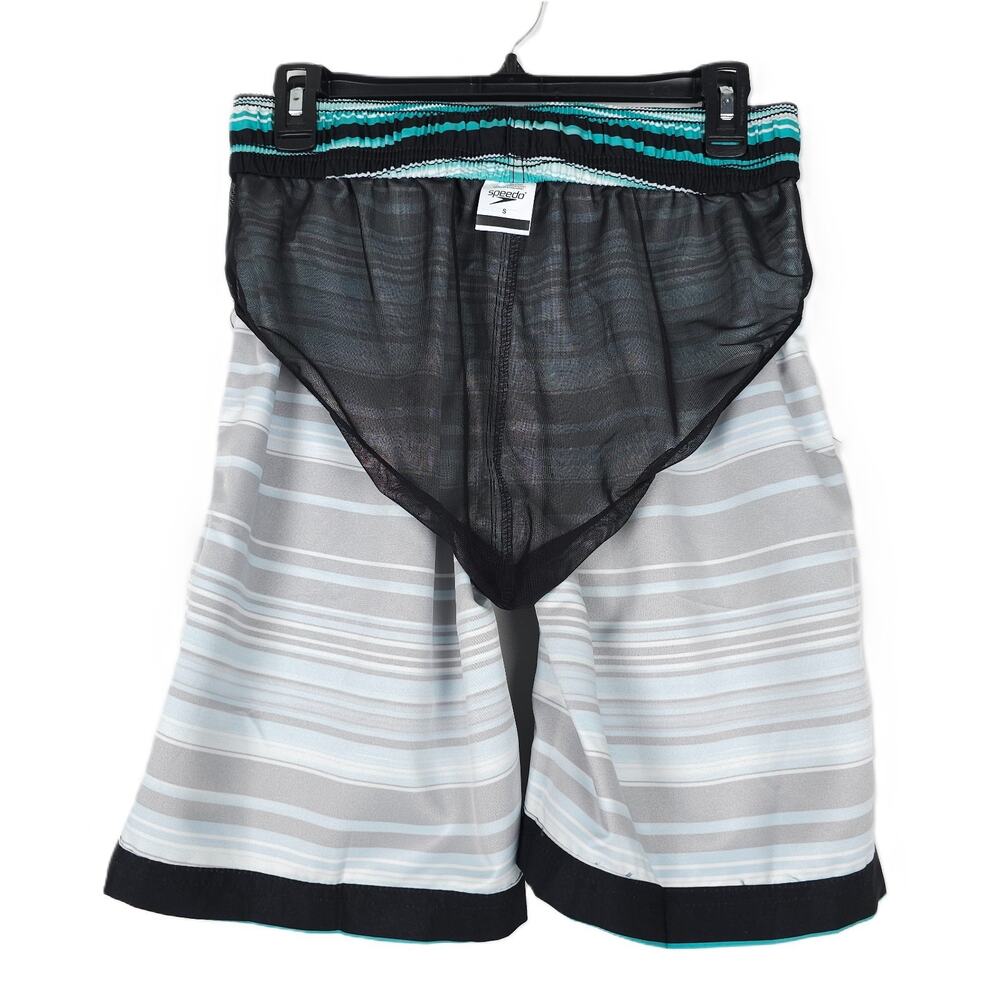 Speedo Mens Bondi 20" Boardshort Sz Small Green Black Stripe Comfort Stretch NWT - Picture 9 of 9